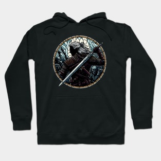 Stained Glass Monster Slayer Fights Undead - Dark Fantasy Hoodie